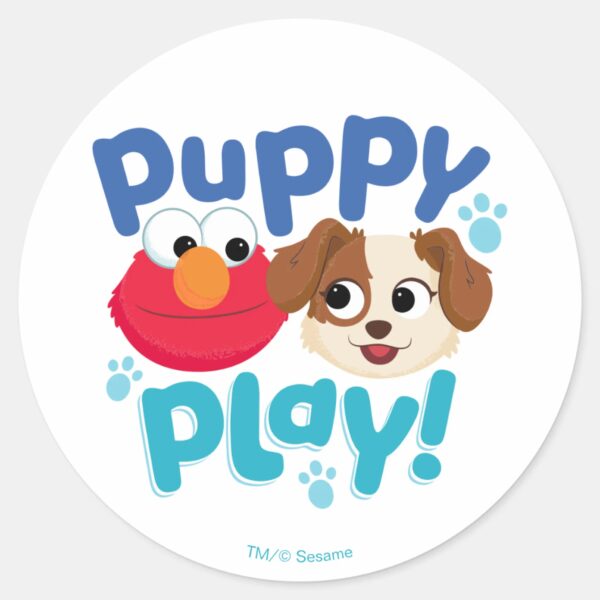 Sesame_Street___Puppy_Play_Elmo_&_Tango_Classic_Round_Sticker_1 Sesame Street Puppy Play Elmo Tango Classic Round Sticker