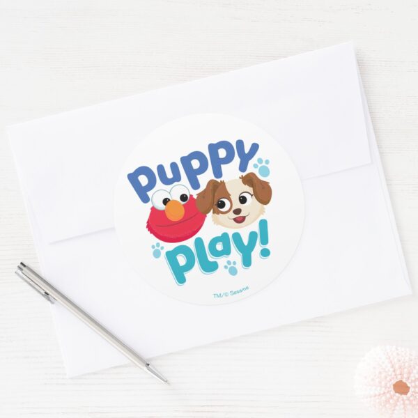 Sesame_Street___Puppy_Play_Elmo_&_Tango_Classic_Round_Sticker_3 Sesame Street Puppy Play Elmo Tango Classic Round Sticker