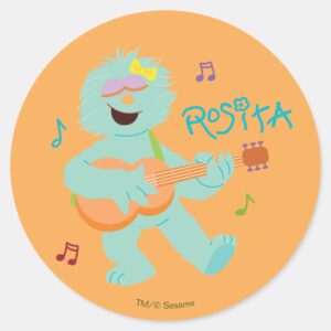 Sesame Street Rosita Playing Guitar Classic Round Sticker