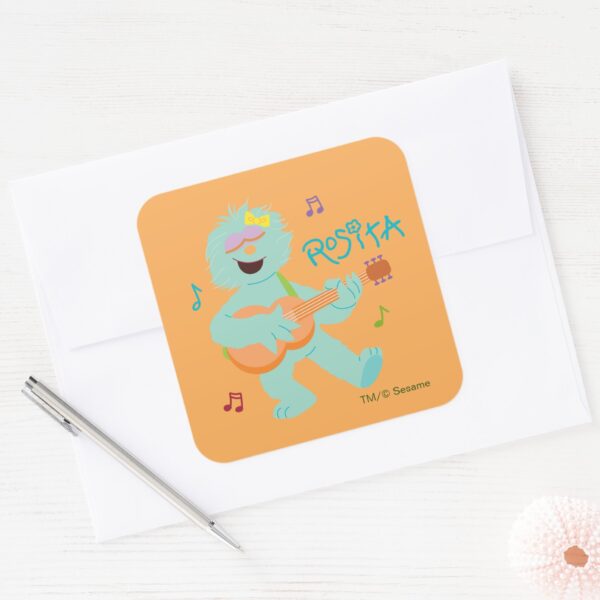 Sesame Street Rosita Playing Guitar Square Sticker