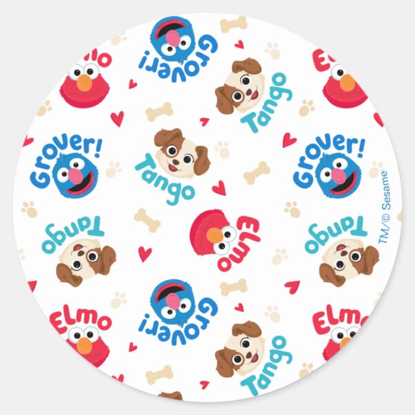 Sesame_Street___Tango,_Elmo,_&_Grover_Pattern_Classic_Round_Sticker_1 Sesame Street Tango Elmo Grover Pattern Classic Round Sticker