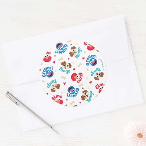 Sesame_Street___Tango,_Elmo,_&_Grover_Pattern_Classic_Round_Sticker_3 Sesame Street Tango Elmo Grover Pattern Classic Round Sticker