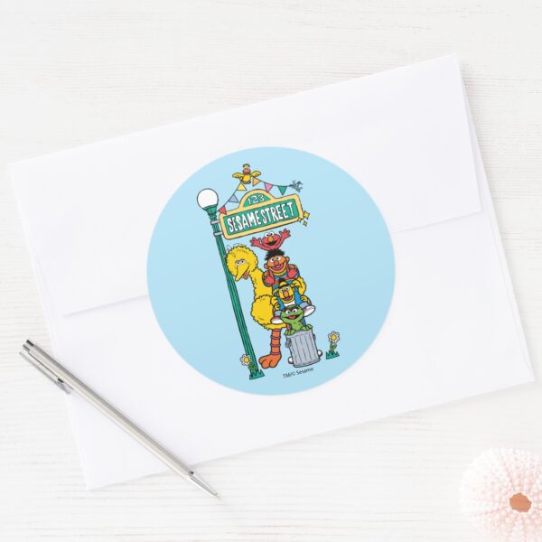 Sesame_Street___Under_the_Sesame_Street_Sign_Classic_Round_Sticker_3 Sesame Street Under The Sesame Street Sign Classic Round Sticker