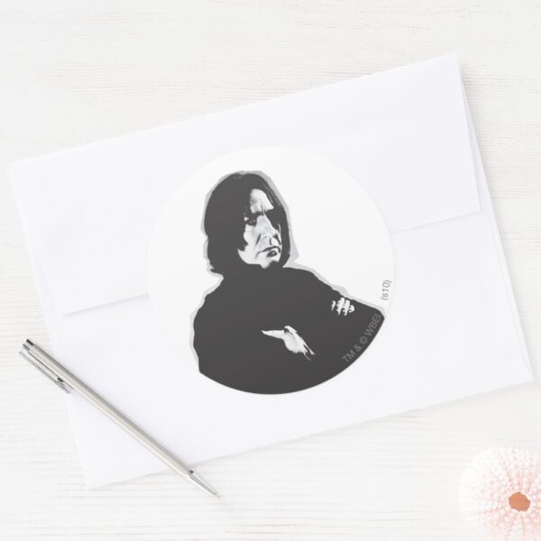 Severus_Snape_Arms_Crossed_B-W_Classic_Round_Sticker_3 Severus Snape Arms Crossed B W Classic Round Sticker