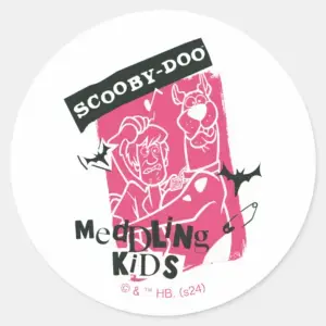 Shaggy And Scooby Doo Meddling Kids Punk Outline Classic Round Sticker