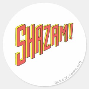 Shazam Logo Red Yellow Classic Round Sticker