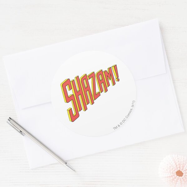Shazam_Logo_Red_Yellow_Classic_Round_Sticker_3 Shazam Logo Red Yellow Classic Round Sticker