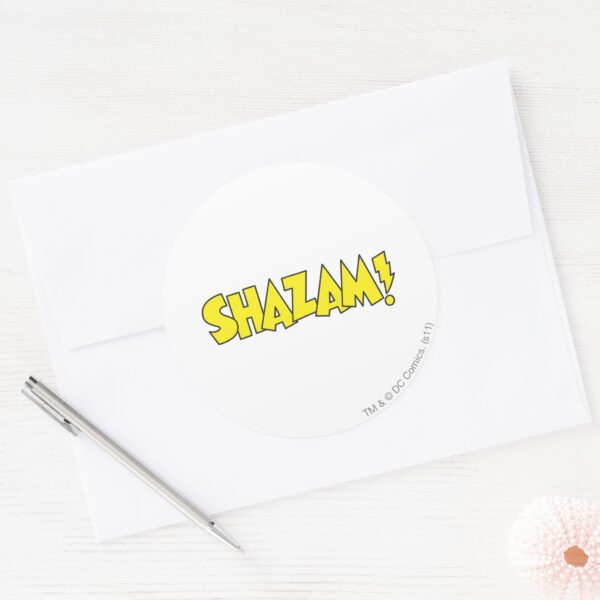 Shazam_Logo_Yellow_Classic_Round_Sticker_3 Shazam Logo Yellow Classic Round Sticker