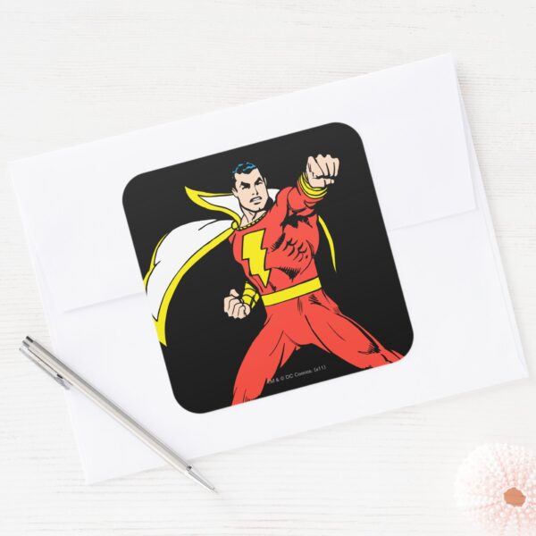 Shazam_Ready_to_Fight_Square_Sticker_3 Shazam Ready To Fight Square Sticker