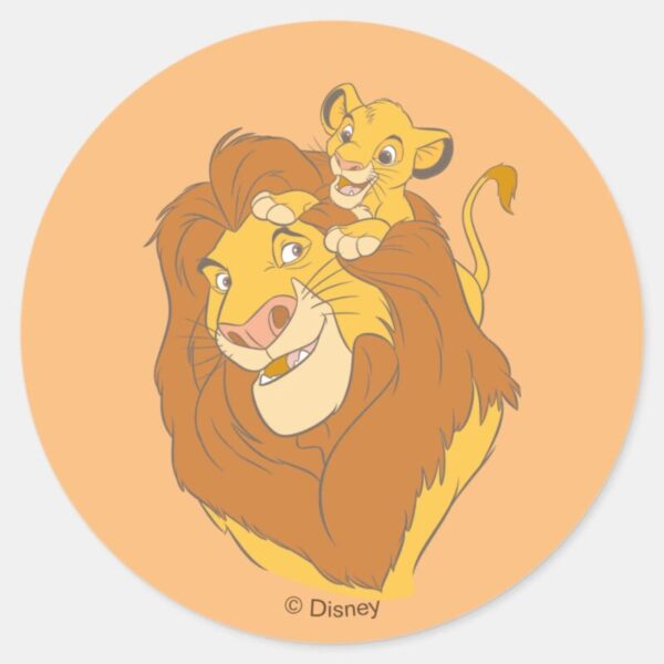 Simba_Climbing_Mufasa_Classic_Round_Sticker_1 Simba Climbing Mufasa Classic Round Sticker