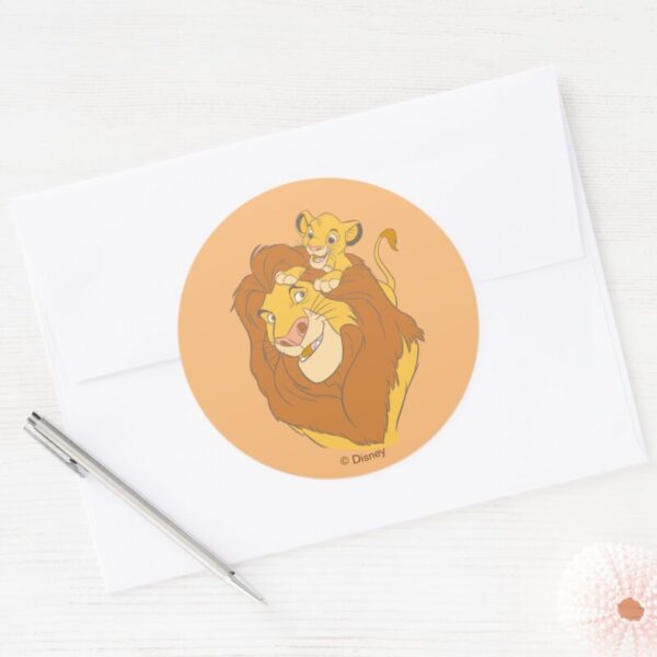 Simba_Climbing_Mufasa_Classic_Round_Sticker_3 Simba Climbing Mufasa Classic Round Sticker