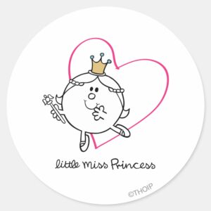 Simple Little Miss Princess Pink Heart Classic Round Sticker