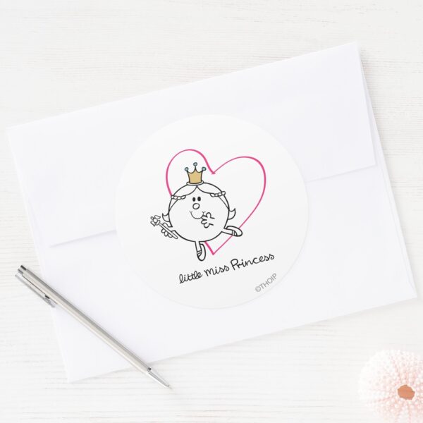 Simple_Little_Miss_Princess___Pink_Heart_Classic_Round_Sticker_3 Simple Little Miss Princess Pink Heart Classic Round Sticker