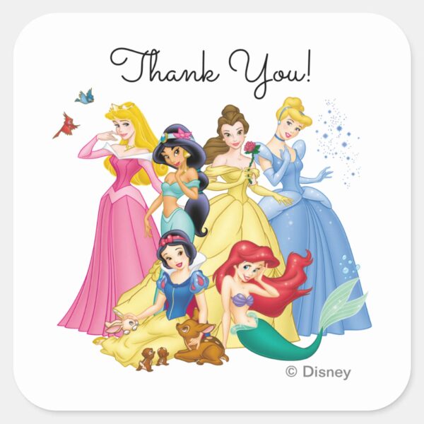 Simple_&_Modern_Disney_Princess_Birthday_Thank_You_Square_Sticker_1 Simple Modern Disney Princess Birthday Thank You Square Sticker