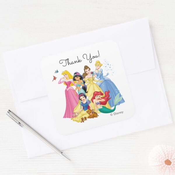 Simple_&_Modern_Disney_Princess_Birthday_Thank_You_Square_Sticker_3 Simple Modern Disney Princess Birthday Thank You Square Sticker