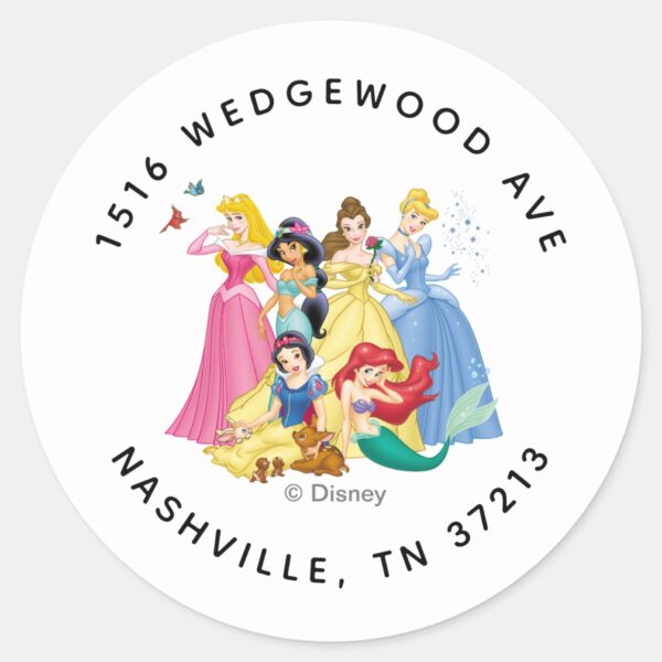 Simple_and_Modern_Disney_Princess_Birthday_Classic_Round_Sticker_3 Simple And Modern Disney Princess Birthday Classic Round Sticker