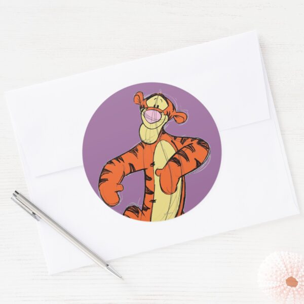 Sketch_Tigger_Classic_Round_Sticker_3 Sketch Tigger Classic Round Sticker