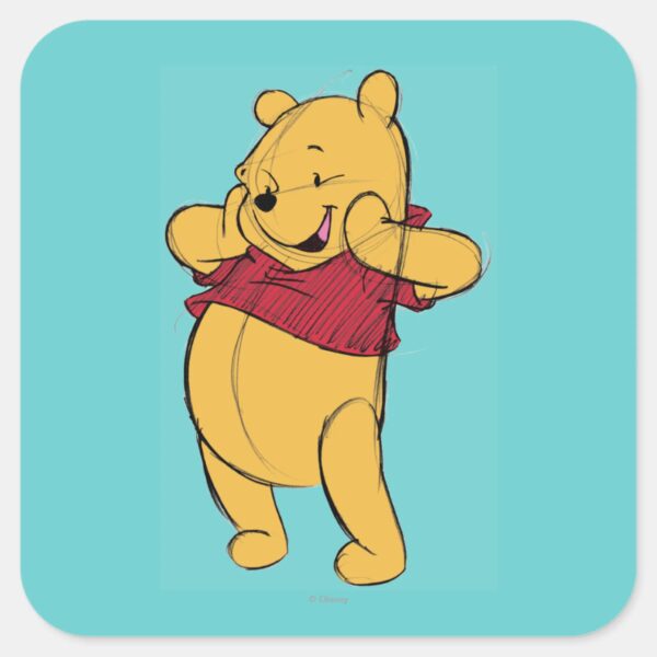 Sketch_Winnie_the_Pooh_Square_Sticker_1 Sketch Winnie The Pooh Square Sticker