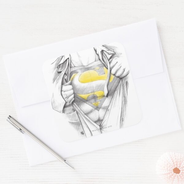 Sketched_Chest_Superman_Logo_Square_Sticker_3 Sketched Chest Superman Logo Square Sticker