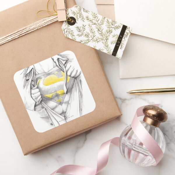 Sketched_Chest_Superman_Logo_Square_Sticker_5 Sketched Chest Superman Logo Square Sticker