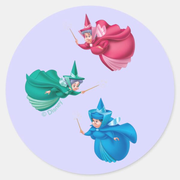 Sleeping_Beauty_Fairies_Classic_Round_Sticker_1 Sleeping Beauty Fairies Classic Round Sticker