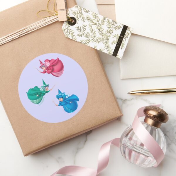 Sleeping_Beauty_Fairies_Classic_Round_Sticker_5 Sleeping Beauty Fairies Classic Round Sticker