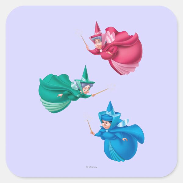 Sleeping_Beauty_Fairies_Square_Sticker_1 Sleeping Beauty Fairies Square Sticker