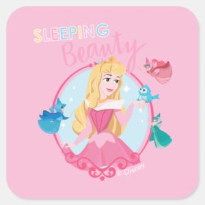 Sleeping_Beauty_With_Fairy_Godmothers_Square_Sticker_1 Sleeping Beauty With Fairy Godmothers Square Sticker