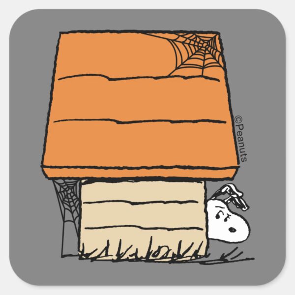 Snoopy_Halloween_Spider_Web_Doghouse_Square_Sticker_1 Snoopy Halloween Spider Web Doghouse Square Sticker