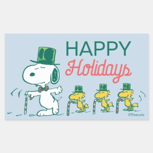 Snoopy Top Hat Peppermint Candy Rectangular Sticker