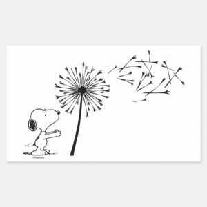 Snoopy_With_Dandelion_Rectangular_Sticker_1 Snoopy With Dandelion Rectangular Sticker