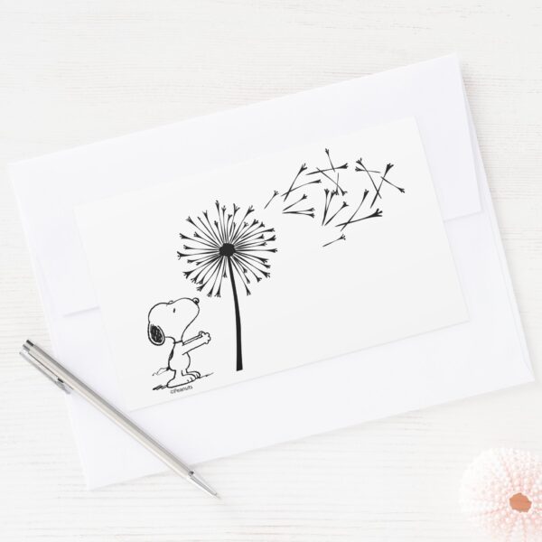 Snoopy_With_Dandelion_Rectangular_Sticker_3 Snoopy With Dandelion Rectangular Sticker