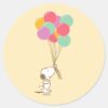 Snoopy And Balloons Classic Round Sticker
