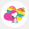 Snoopy_and_Woodstock___Rainbow_Hearts_Classic_Round_Sticker_1 Snoopy And Woodstock Rainbow Hearts Classic Round Sticker