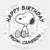 Snoopy_on_Black_White_Comics___Happy_Birthday_Classic_Round_Sticker_1 Snoopy On Black White Comics Happy Birthday Classic Round Sticker
