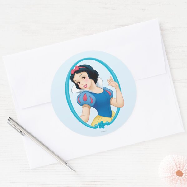 Snow White Frame Classic Round Sticker