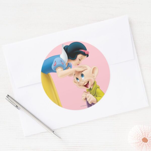 Snow_White_Kissing_Dopey_on_the_Head_Classic_Round_Sticker_3 Snow White Kissing Dopey On The Head Classic Round Sticker
