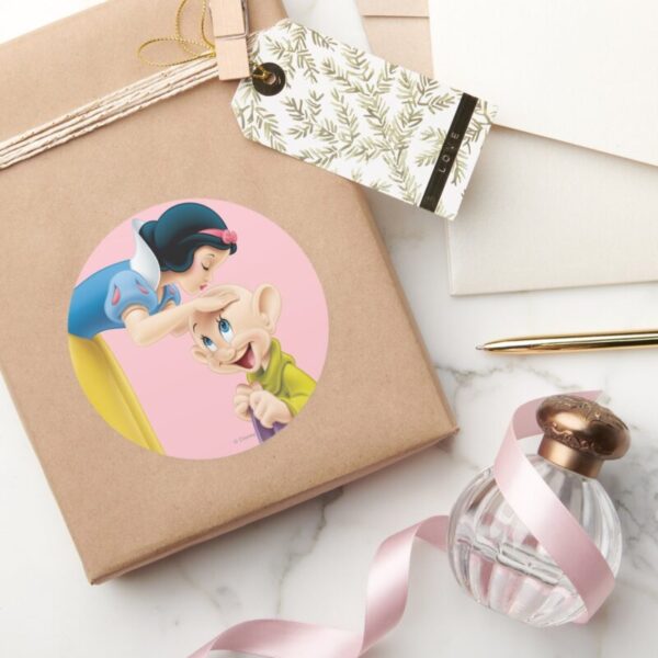 Snow_White_Kissing_Dopey_on_the_Head_Classic_Round_Sticker_5 Snow White Kissing Dopey On The Head Classic Round Sticker