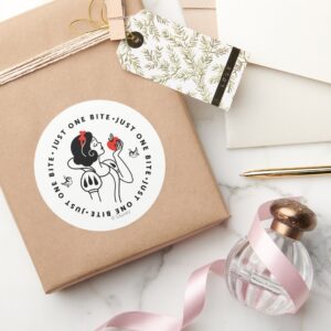 Snow White Outline Graphic Just One Bite Classic Round Sticker