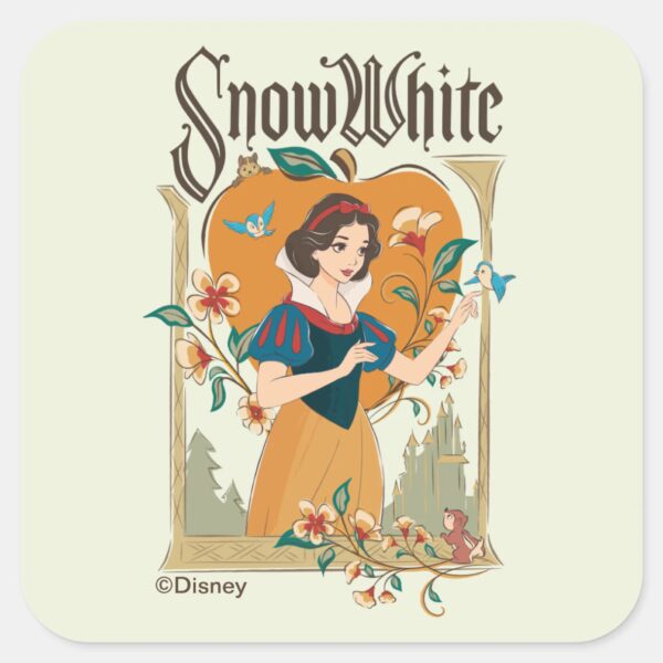 Snow_White_Vintage_Decorative_Graphic_Square_Sticker_1 Snow White Vintage Decorative Graphic Square Sticker