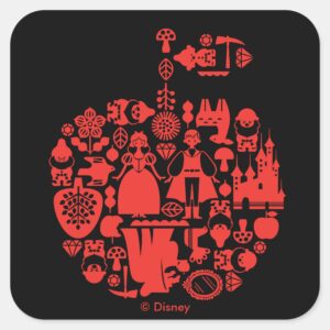 Snow_White_&_Friends_Apple_Square_Sticker_1 Snow White Friends Apple Square Sticker