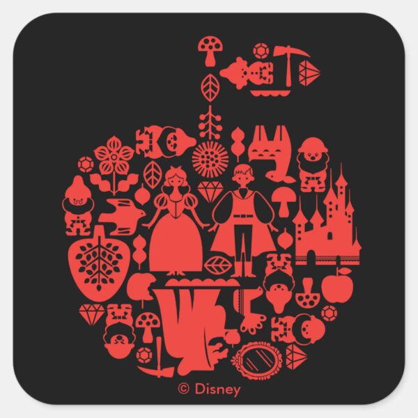 Snow_White_&_Friends_Apple_Square_Sticker_1 Snow White Friends Apple Square Sticker