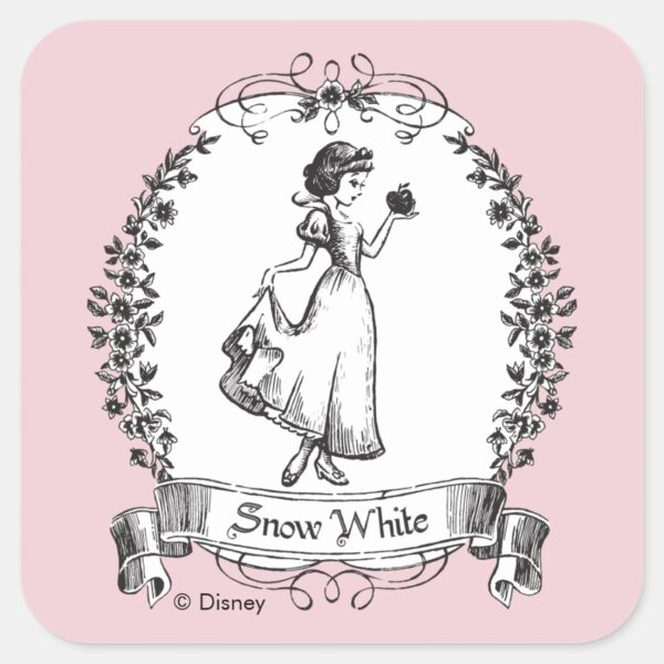 Snow_White___Holding_Apple_-_Elegant_Sketch_Square_Sticker_1 Snow White Holding Apple Elegant Sketch Square Sticker