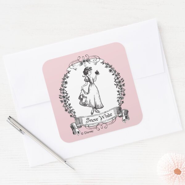 Snow_White___Holding_Apple_-_Elegant_Sketch_Square_Sticker_3 Snow White Holding Apple Elegant Sketch Square Sticker