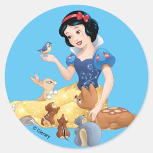 Snow_White___Make_Time_For_Buddies_Classic_Round_Sticker_1 Snow White Make Time For Buddies Classic Round Sticker