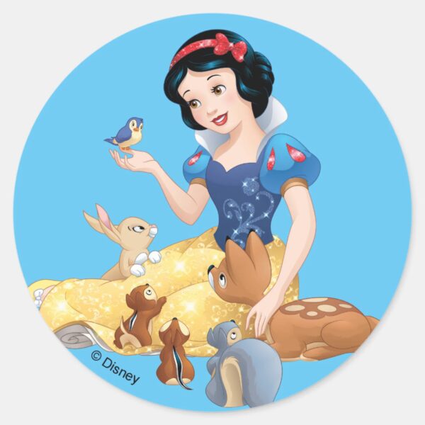 Snow_White___Make_Time_For_Buddies_Classic_Round_Sticker_1 Snow White Make Time For Buddies Classic Round Sticker