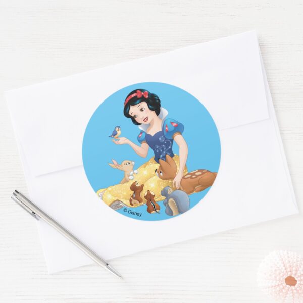 Snow_White___Make_Time_For_Buddies_Classic_Round_Sticker_3 Snow White Make Time For Buddies Classic Round Sticker