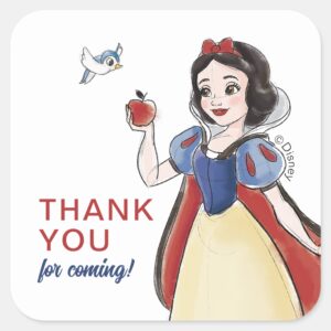 Snow White Watercolor Birthday Square Sticker