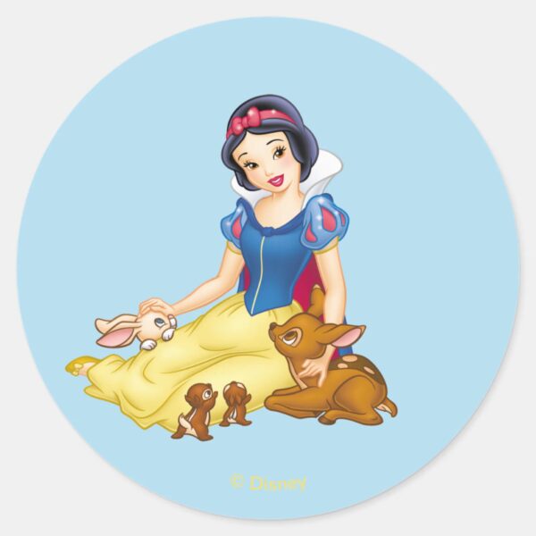 Snow_White_and_Animal_Friends_Classic_Round_Sticker_1 Snow White And Animal Friends Classic Round Sticker