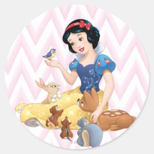 Snow White And The Forest Animals Classic Round Sticker